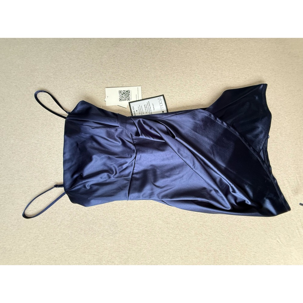 Emerald Sundae Navy Blue Satin Wrap Mini Dress HVM4310 NWT Large
